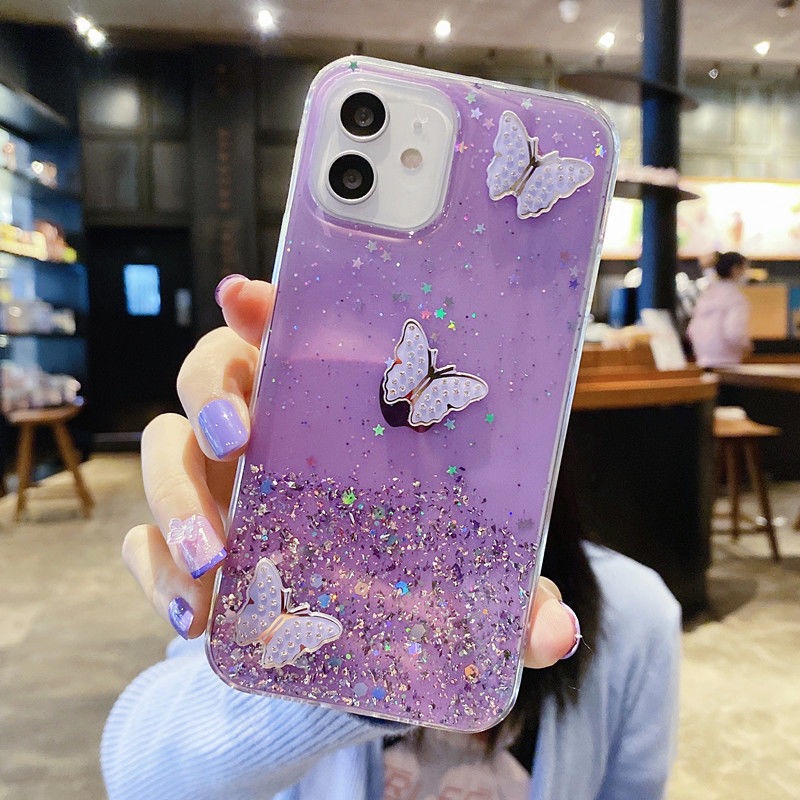 For iPhone 11 Case TPU Phone Protective Cover Sequins Epoxy Butterfly Design For iPhone 11 Case TPU Phone Protective Cover Sequins Epoxy Butterfly Design